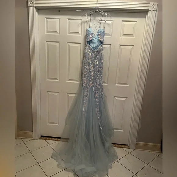 Blush Prom or Homecoming Light Blue Dress Size 0 - Picture 3 of 7